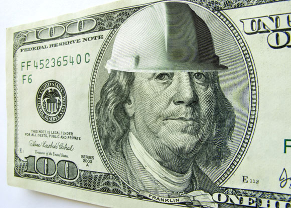 Dollar with hard hat