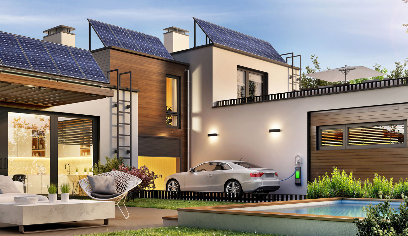 House and electric car