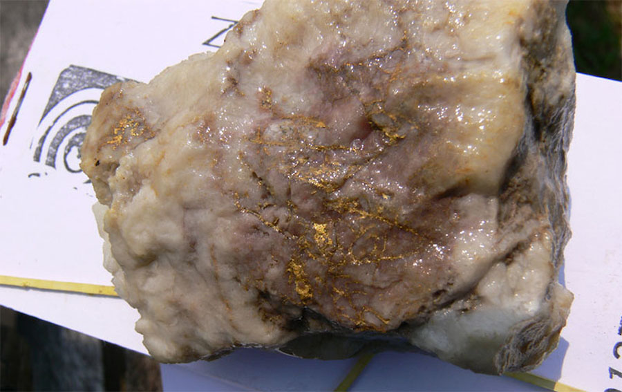 Native Gold in Quartz, Central Zone, Cui Cui