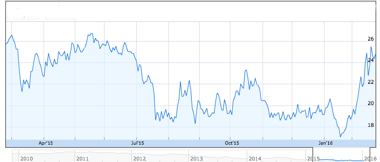 Market Vectors Junior Gold Miners 1-Year Chart