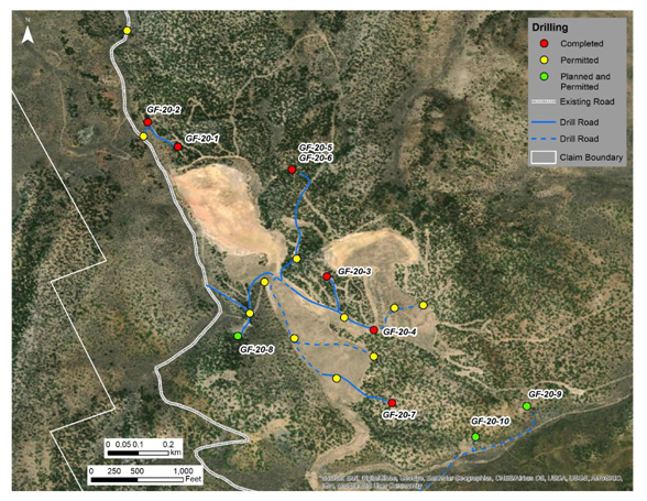 Drill site locations at Griffon