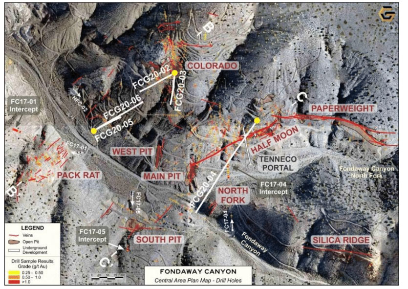 Getchell Gold Fondaway Canyon Map