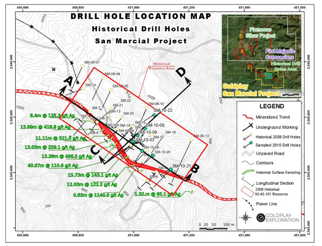 Drill Hole Location Map San Marcial Project