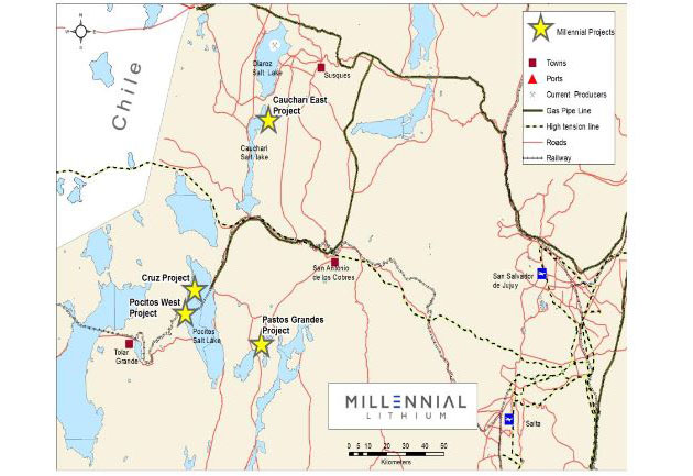 Millennial Lithium Project Map