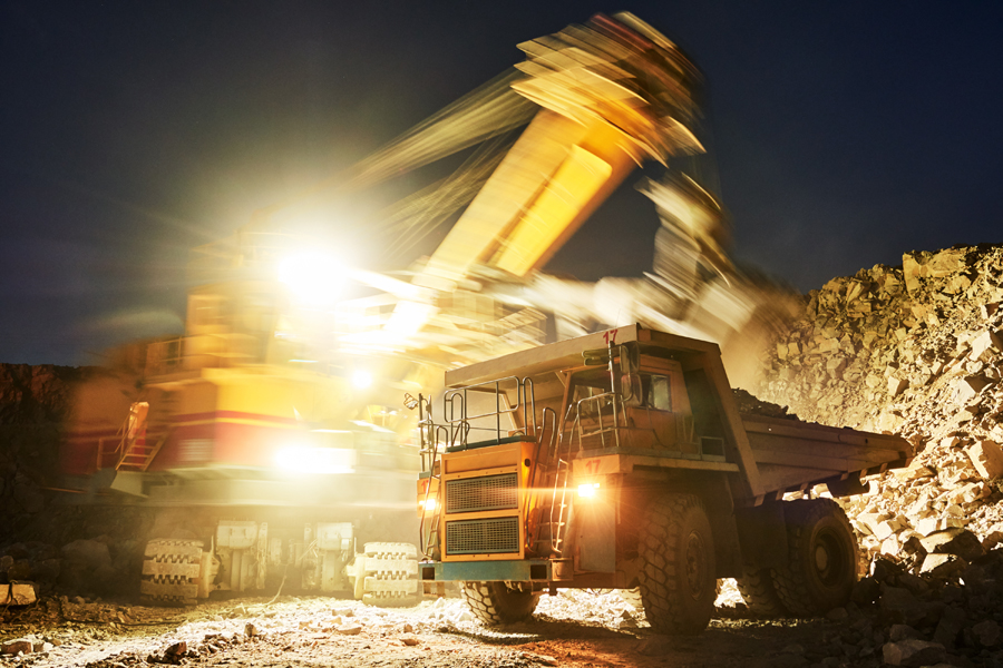 Mining truck at night