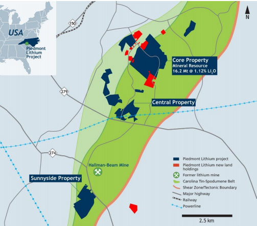 Land map showing the newly acquired properties