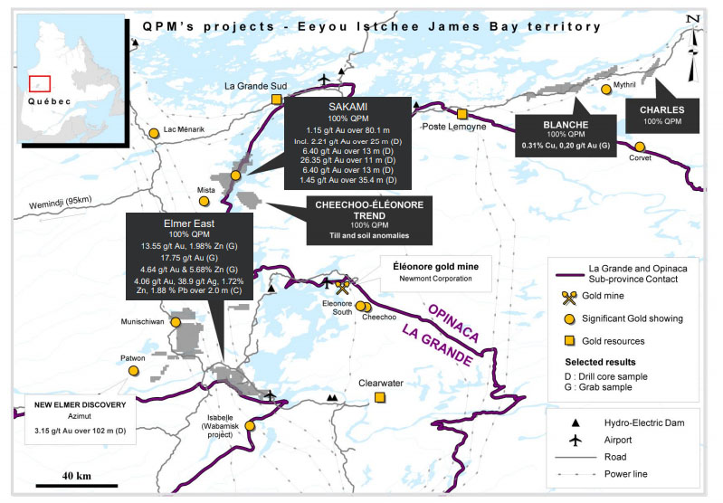 Quebec Precious Metals QPM map