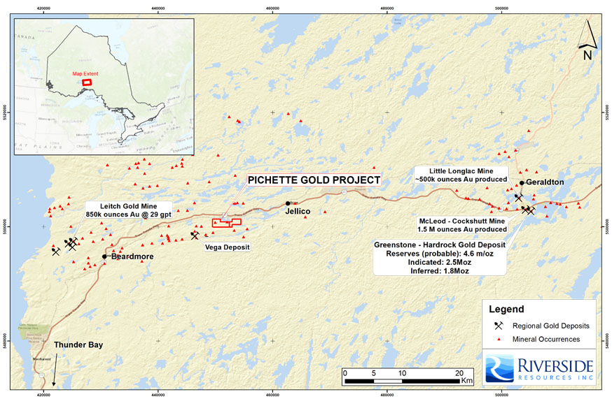 Pichette Gold Project map