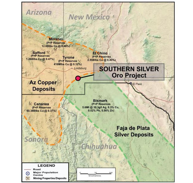 Southern Silver Oro Project Map