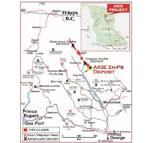 Canada Zinc Location Map