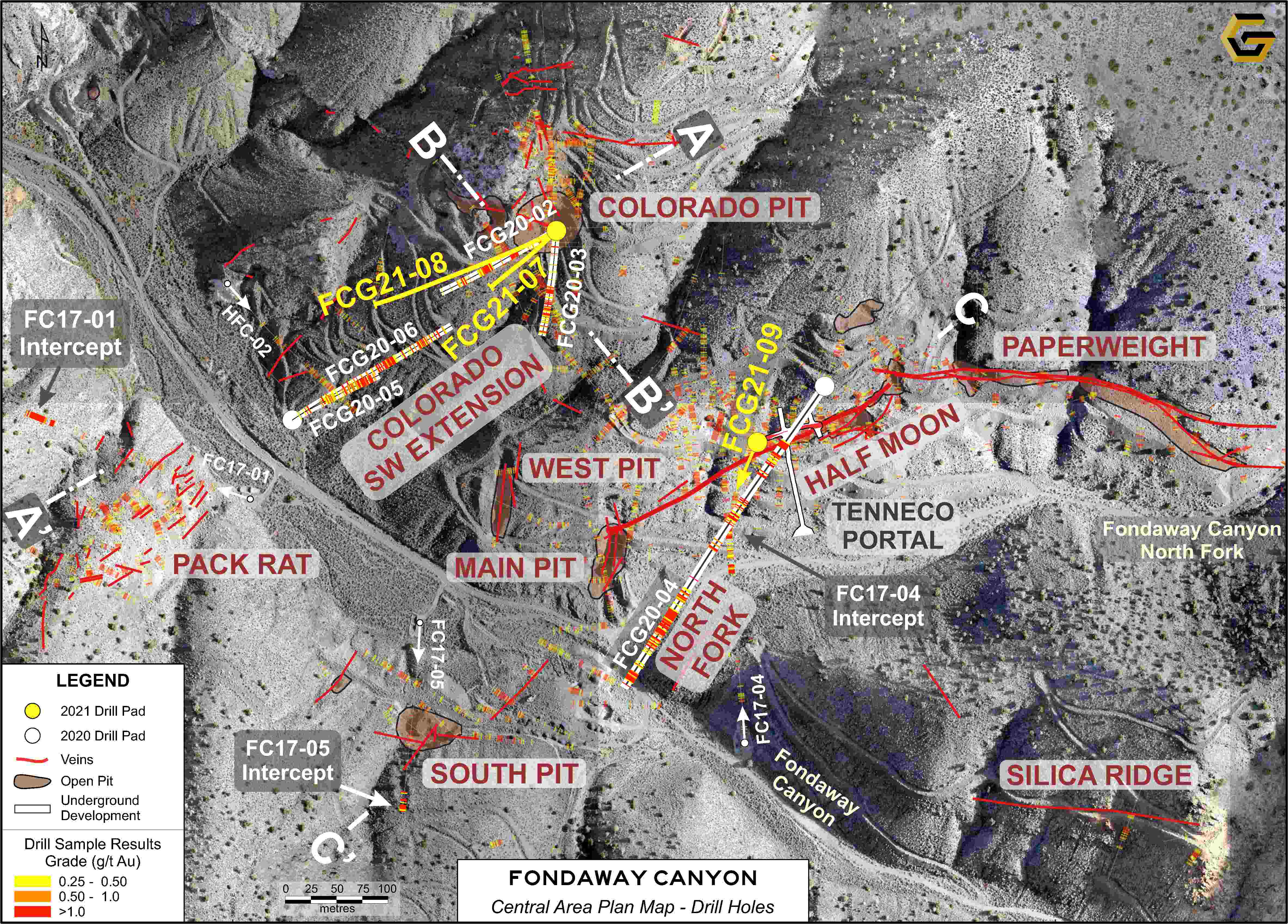 Getchell Gold Fondaway Canyon 2021 drill