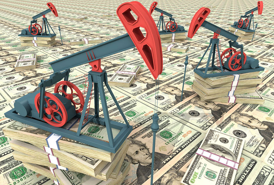 Oil derricks and money