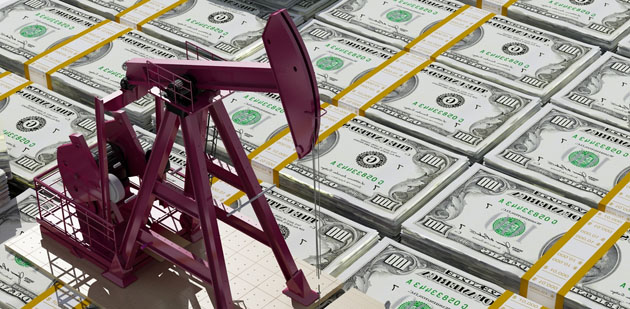 Oil rig and money