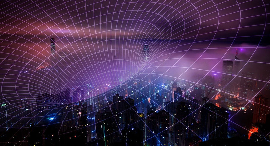 technology tech data vortex grid cloud city