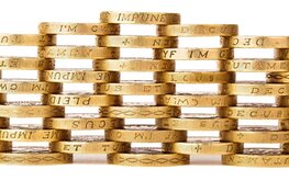 gold coins with Latin writing