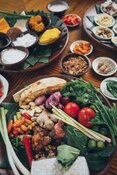 Vegetables and other food on a table