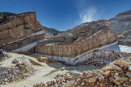 Silver mine cut into rock face