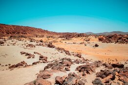 Rocky desert with blue sky