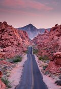 Road through desert mountains