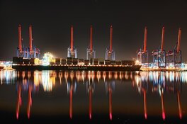 Oil equipment across a lake Oil equipment across a lake
