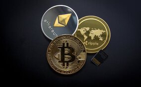 A variety of cryptocurrency coins A variety of cryptocurrency coins