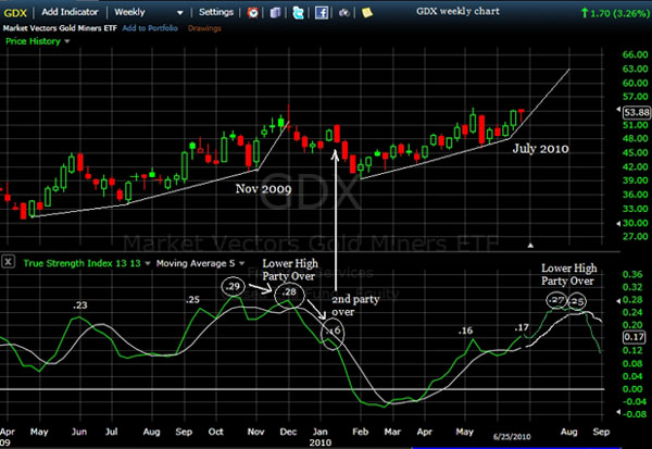 GDX chart in the second week of January 2010