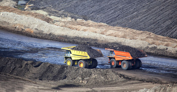 Two mine trucks