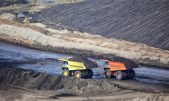 Two mine trucks